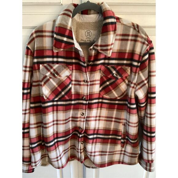 SAGE Collection Plush Flannel Sherpa Plaid Shacket Shirt Sz XL - Picture 3 of 9